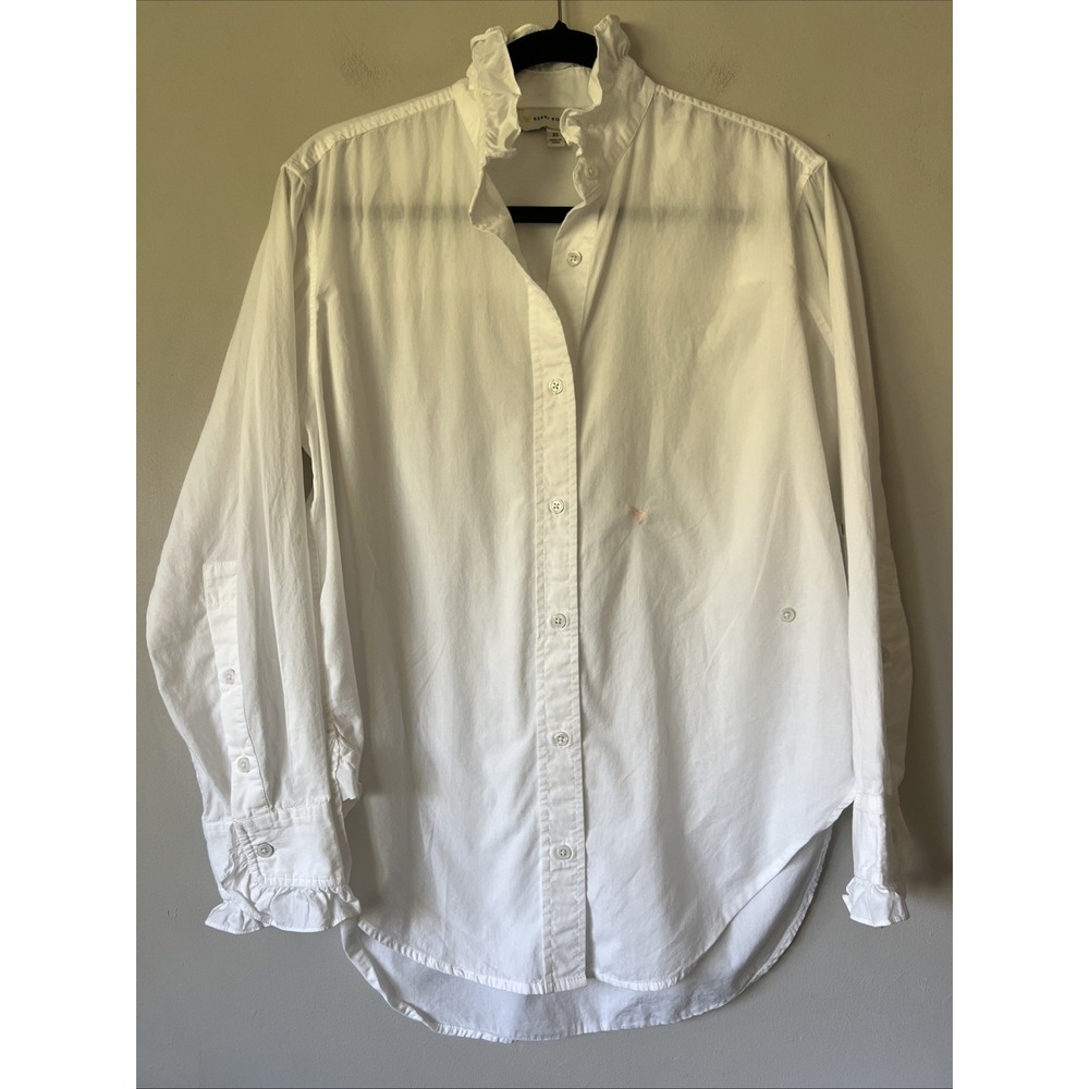 Kerri Rosenthal Mia Shirt Blouse Top Buttondown Long Sleeve Size XS White Pink